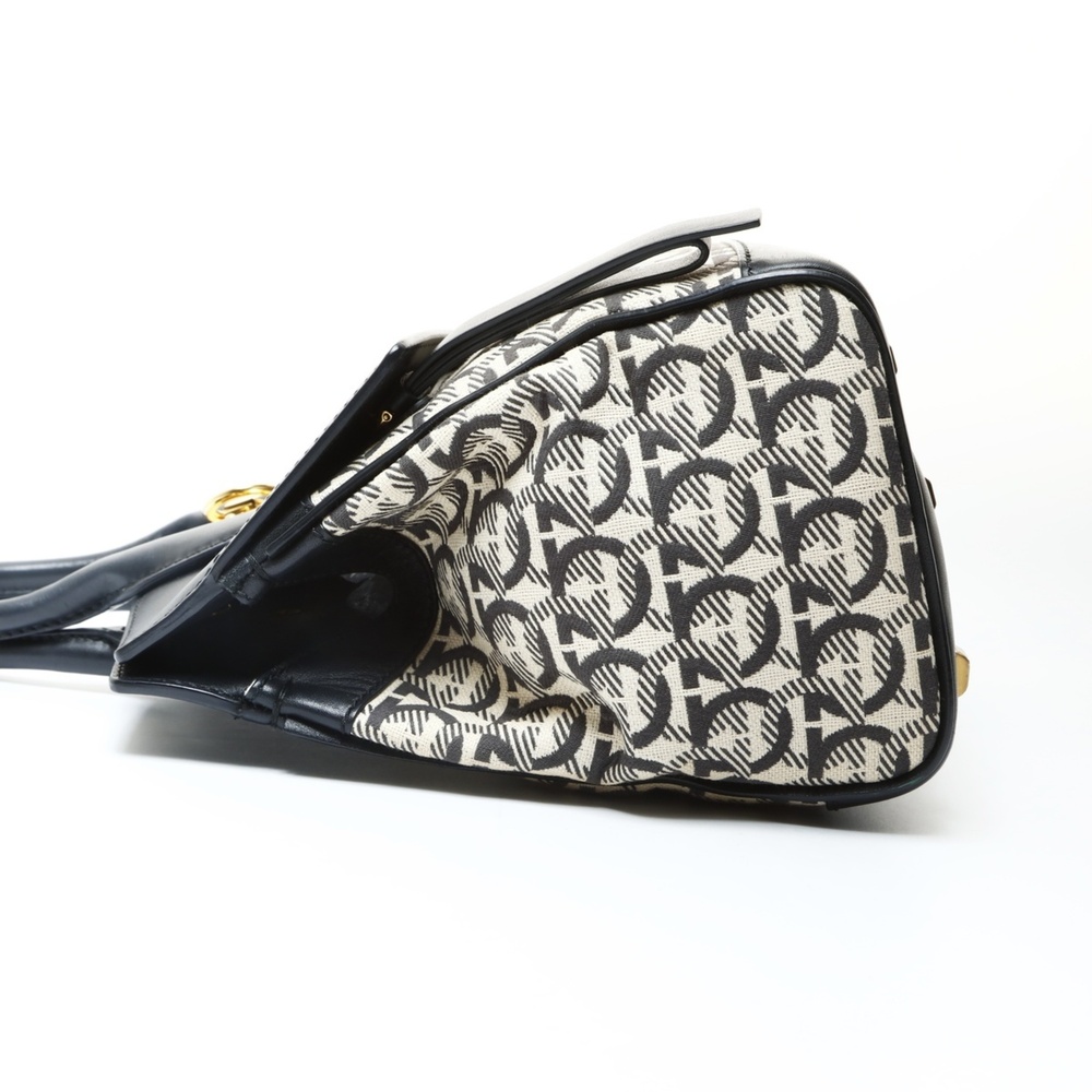 Salvatore Ferragamo Gancini canvas handbag in black - Picture 3 of 13